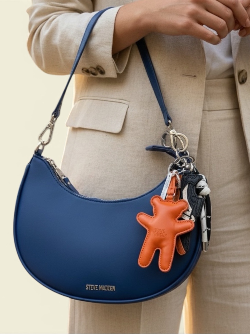 Steve Madden Orange Bear Charm Keyring